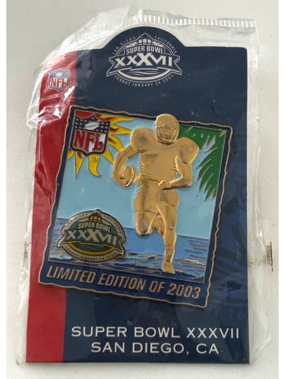 Super Bowl XXXVII San Diego Football Limited Edition 2003 NFL Pin New